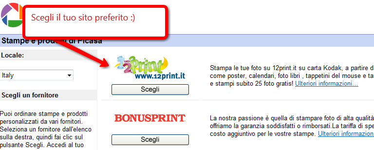 Selezionate il vostro sito preferito