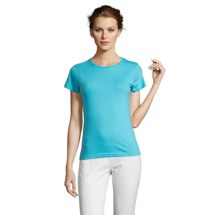 T-shirt donna in cotone 150 g personalizzata – Blu Atollo
