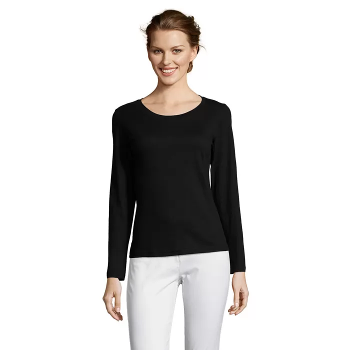 T-shirt manica lunga donna in cotone 150 g personalizzata – Nero Profondo